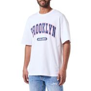 Jack & Jones Jjebradley Varsity Tee Ss O-Neck Styd Parlak Beyaz Baskı Brooklyn Erkek T-shirt