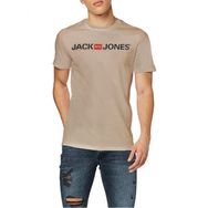Jack & Jones Jjecorp Logolu Ss Noos Bej Çanak Çanağı Bisiklet Yaka Erkek T-shirt