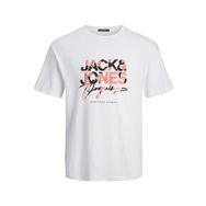 Jack & Jones Joraruba Aop Branding Tee Ss Crew Neck Parlak Beyaz Erkek T-shirt