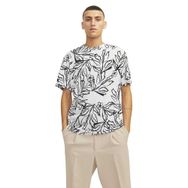 Jack & Jones Jorlafayette AOP Tee SS LN Cloud Dancer Bisiklet Yaka Erkek T-shirt