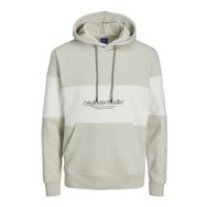 Jack & Jones Jorlakewood Sweat Hood BF LN Bloklu Kırık Beyaz Erkek Sweatshirt