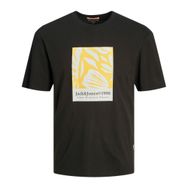 Jack & Jones Jormarbella Aop Branding Tee Ss Crew Nec Siyah Sarı Beyaz Erkek T-shirt