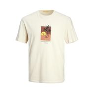 Jack & Jones Jormarbella Front Tee Ss Crew Neck Krem Rengi Erkek T-shirt