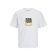 Jack & Jones Jormykonos Geo Front Tee Ss C.n LN Parlak Beyaz Erkek T-shirt