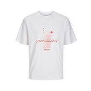 Jack & Jones Jorplasma Tee Ss Crew Neck Styd Parlak Beyaz Baskı Milkshake Erkek T-shirt