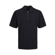 Jack & Jones Jprblaholst Ss Zip Siyah Polo Erkek T-shirt