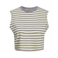 Jack & Jones Jxalvira Sl Slim Crop Stripe Every Tee Gri Kadın T-shirt