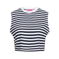 Jack & Jones Jxalvira Sl Slim Crop Stripe Every Tee Parlak Beyaz Kadın T-shirt