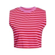 Jack & Jones Jxalvira SL Slim Crop Stripe Every Tee Pembe Kadın T-shirt