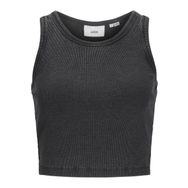 Jack & Jones Jxfallon STR SL Wash Rib Top JRS Siyah Kadın T-shirt
