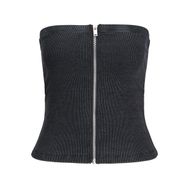 Jack & Jones Jxfiona Str Sl Zip Rib Tube Top JRS Siyah Kadın T-shirt