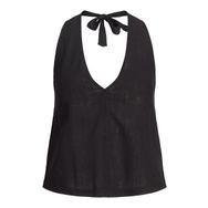 Jack & Jones Jxocean Linen Blend Halterneck Siyah Top WVN Kadın T-shirt