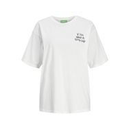 Jack & Jones Jxpiper Loose Ss Tee JRS Blanc De Blanc Baskı Good Day Kadın T-shirt