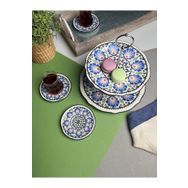 Jamuor Roys Fulya Porselen Katlı Kurabiyelik ve 6'lı 12 cm Çay Tabağı