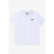 Jeep C4SB-TST104 Beyaz Polo Yaka Relaxed Baskılı Polo Erkek Çocuk T-shirt