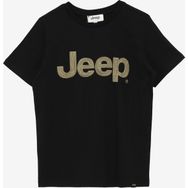 Jeep C4SB-TST4035 Siyah Erkek Çocuk Bisiklet Yaka Oversized Baskılı T-Shirt