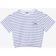 Jeep C4SG-TST4030 Beyaz Lacivert Bisiklet Yaka Crop Top Çizgili Kız Çocuk T-Shirt
