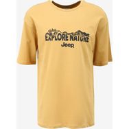 Jeep C4SM-TST4526 Hardal Bisiklet Yaka Loose Fit Baskılı Erkek T-Shirt