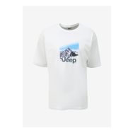 Jeep C4SM-TST4607 Ekru Bisiklet Yaka Loose Fit Baskılı Erkek T-Shirt
