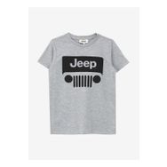 Jeep J4SB-TSH8 Gri Melanj Bisiklet Yaka Relaxed Baskılı Erkek Çocuk T-Shirt
