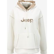 Jeep J4SL-SWT7022 Kırık Beyaz Kapüşonlu Loose Fit Baskılı Kadın Sweatshirt