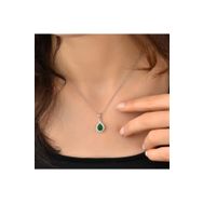 Jelux Silver Damla Model Zümrüt Taşlı Gümüş Kolye