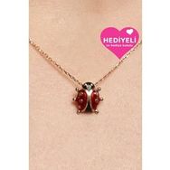 Jewelmim Uğur Böceği Gümüş Kolye Uğur Böceği Kolye 925 Ayar Kadın Gümüş Kolye
