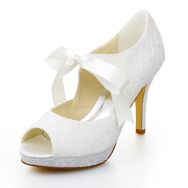 JIAJIA 37092 Peep Toe Fildişi Kadın Gelin Ayakkabısı