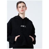 JJXX Jxcarla Ls Kapüşonlu Oversize Düz Siyah Kadın Sweatshirt