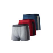 josejuan 3'lü Erkek Boxer Koton Likralı Yan Çizgili 1002, Gri Melanj & Bordo & Indigo, 2XL