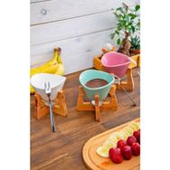 Joy Kitchen 200 ml Renkli 3 Renk Fondü Seti Ahşap Stantlı Föndü Takımı