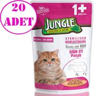 Jungle 20x100 gr Biftekli Jelli Kısır Kedi Konservesi