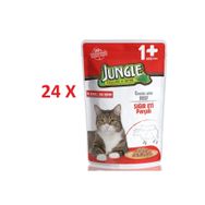 Jungle Biftekli Jelli Pouch 24x100 gr Konserve Kedi Maması