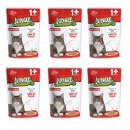 Jungle Pouch Sığır Eti Parçalı Soslu 6x100 gr Yetişkin Kedi Konservesi