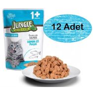 Jungle Somon Parçalı Jelli Pouch 12 x 100 gr Yetişkin Kedi Yaş Maması
