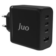 Juo 100W 4 Portlu USB-C + USB-A GaN iPhone ve Macbook ve Notebook Uyumlu PD Type-C Siyah Hızlı Şarj Cihazı