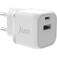 Juo 20W GaN USB-C + USB-A iPhone ve iPad ve Android Uyumlu PD QC4.0 Type-C Beyaz Hızlı Şarj Cihazı