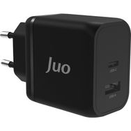 Juo 45W GaN USB-C + USB-A iPhone ve iPad ve Macbook ve Samsung Uyumlu PD Type-C Siyah Hızlı Şarj Cihazı