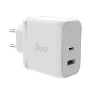 Juo 65W GaN USB-C + USB-A iPhone ve iPad ve Macbook ve Notebook Uyumlu PD Type-C Beyaz Hızlı Şarj Cihazı