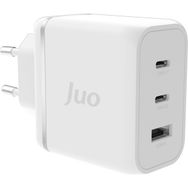 Juo 65W USB-C + USB-A 3 Portlu GaN iPhone ve Macbook ve Notebook Uyumlu PD Type-C Beyaz Hızlı Şarj Cihazı