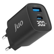 Juo GAN 30W Led Ekranlı Type-C ve USB-A Android iPhone Uyumlu Hızlı Şarj Cihazı