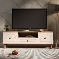 Just Home Begonya 53x41x150 cm Atlantik Çam Beyaz 3 Kapaklı ve Raflı TV Ünitesi