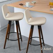 Just Home Retro 107 cm Krem 2'li Bar Taburesi