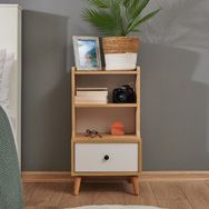 Just Home Safir Meşe Beyaz Melek Tek Çekmeceli Komodin