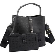 Just Polo MDS4002-1001 Siyah Kadın Kartlık Omuz Çanta Kombini