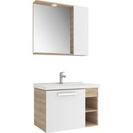 Kale Mare 80 cm Beyaz-Meşe Banyo Dolabı Takımı