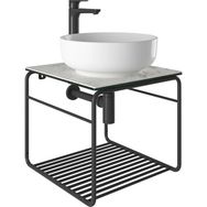 Kale Volo 45 CM Yuvarlak Beyaz Lavabolu Metal Banyo Mobilya Seti