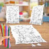 Kalpli Çiçek-Küçük Kız Boyama Puzzle Tablo