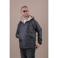 Kanguru Cepli Kürklü Erkek Yağmurluk Mont - Siyah - 2XL