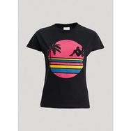Kappa 371E8Cwa0B-1 W Authentic Sand Pakita Bisiklet Yaka Comfort Fit Düz Siyah Kadın T-Shirt